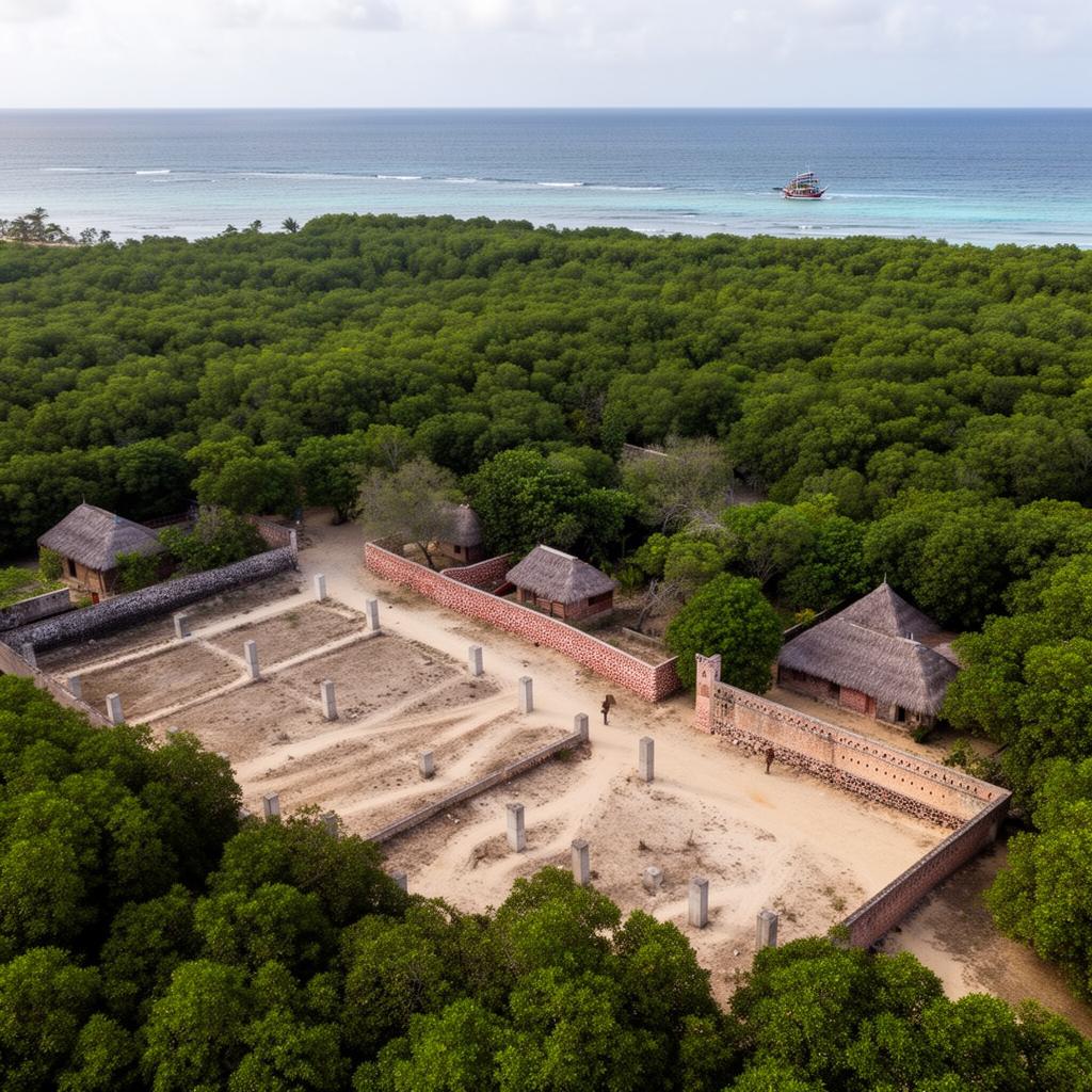 Aerial view of Manda Inland Plots in Lamu Island